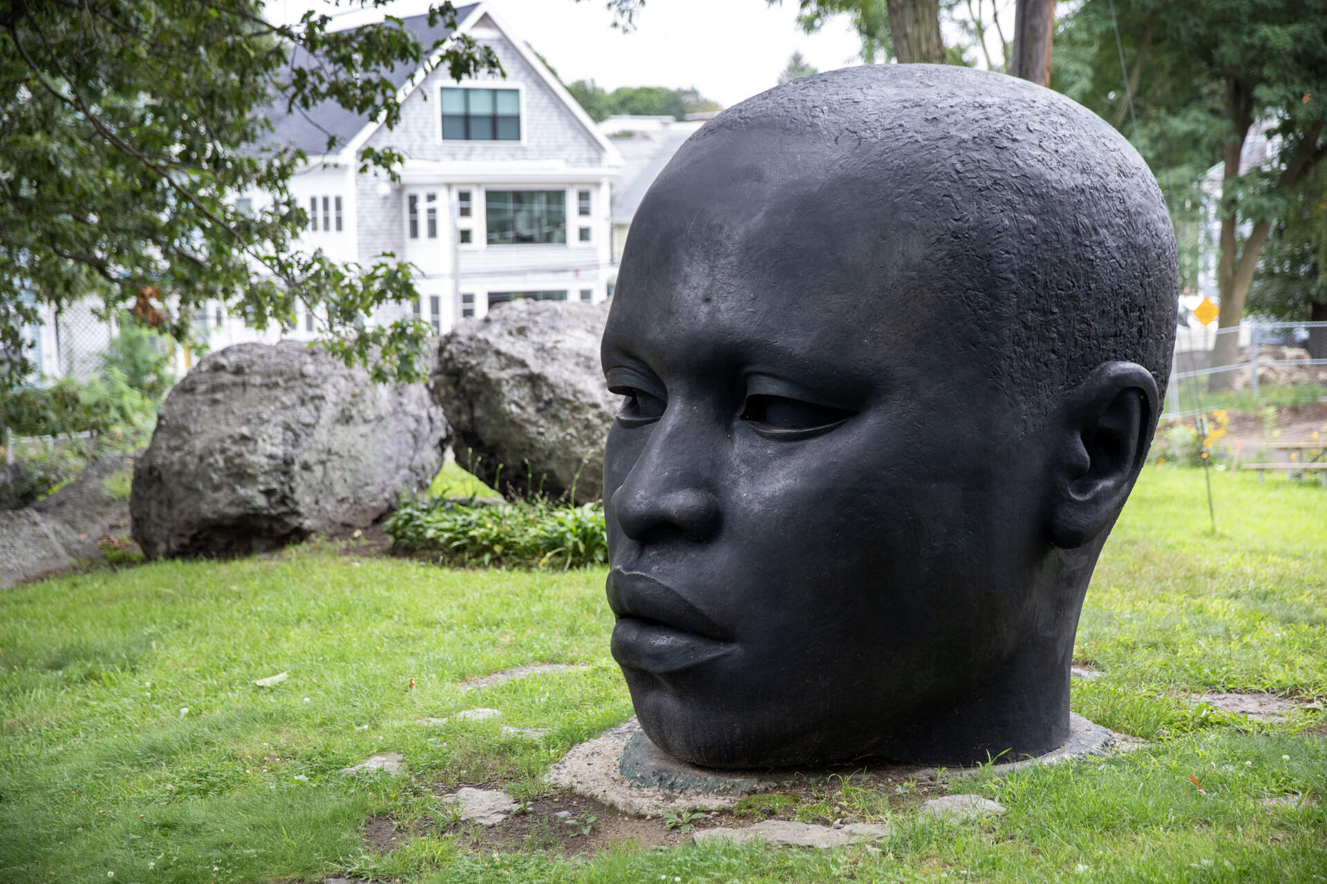"Eternal Presence" by John Woodrow Wilson at the National Center of Afro-American Artists on Walnut Avenue in Roxbury. (Robin Lubbock/WBUR)