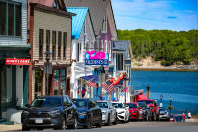 A sign for Geddy's restaurant in Bar Harbor, Maine on June 3, 2024.