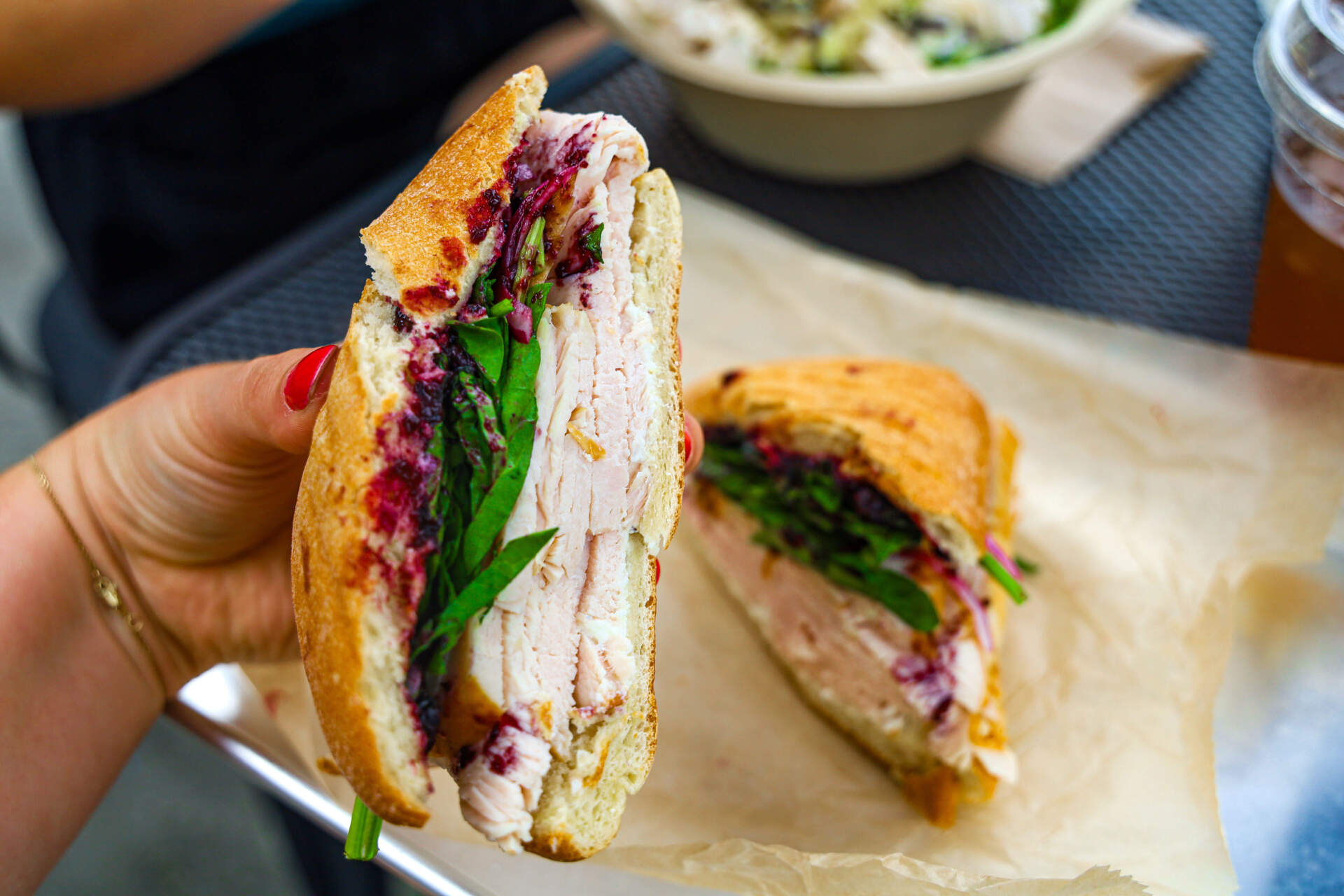 A sandwich at Classic Provisions in Rangeley, Maine, on June 19. (Esta Pratt-Kielley/Maine Public)